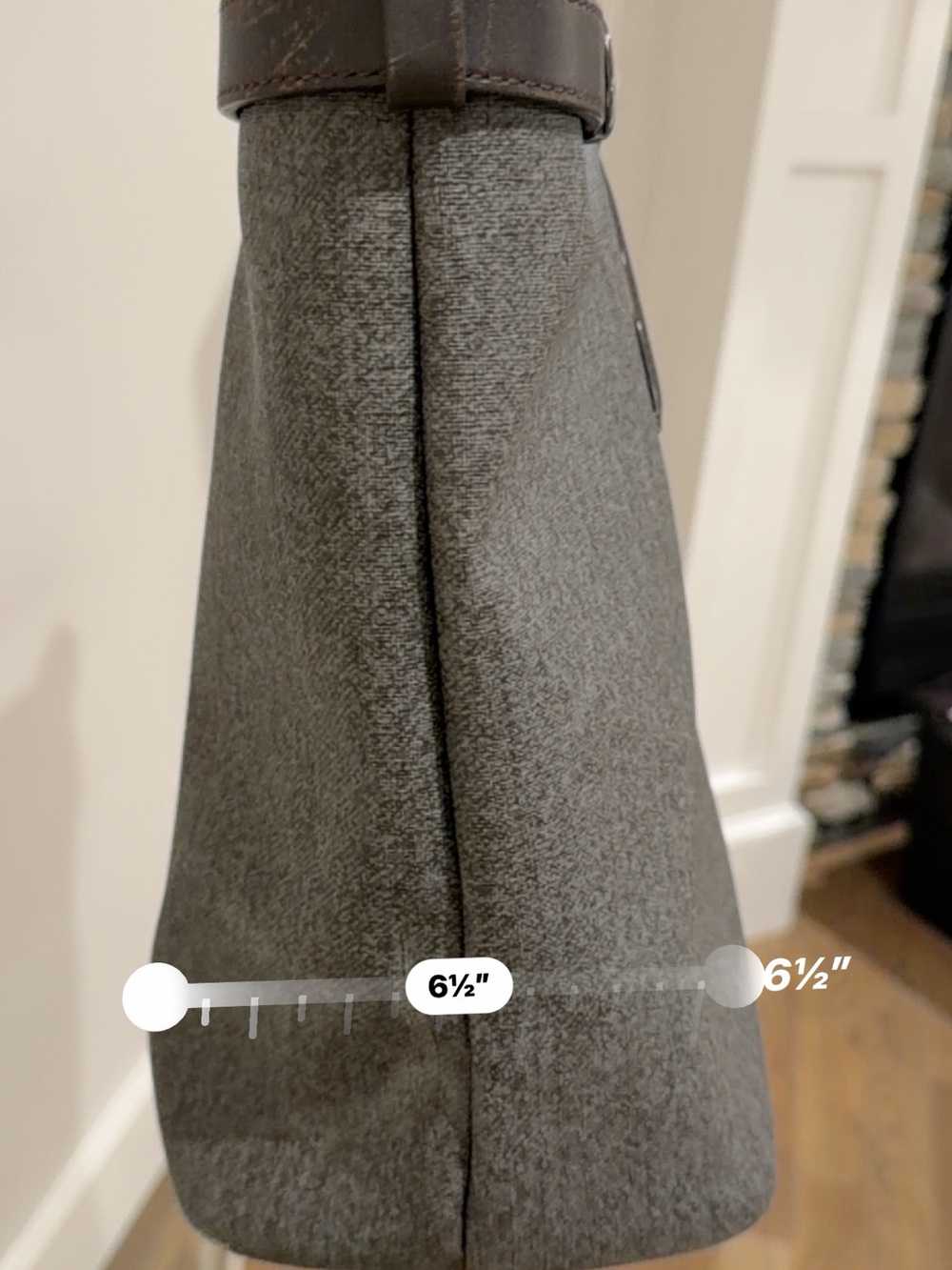 Title: TUMI Gray Tweed Business Tote Laptop Bag Leather Trim Travel Work Purse - Picture 3 of 12